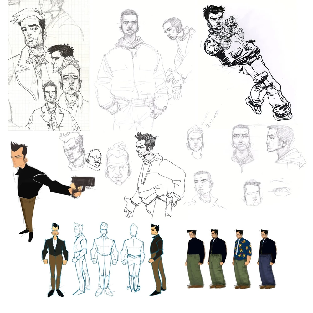 Szkice Clauda z GTA 3