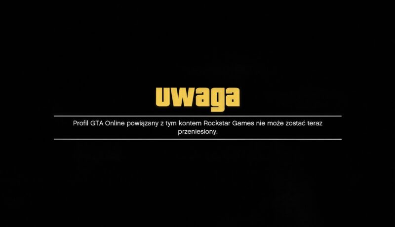 Uwaga Profil GTA Online powiazany z tym kontem Rockstar Games nie moze zostac teraz przeniesiony HD recover 1920w