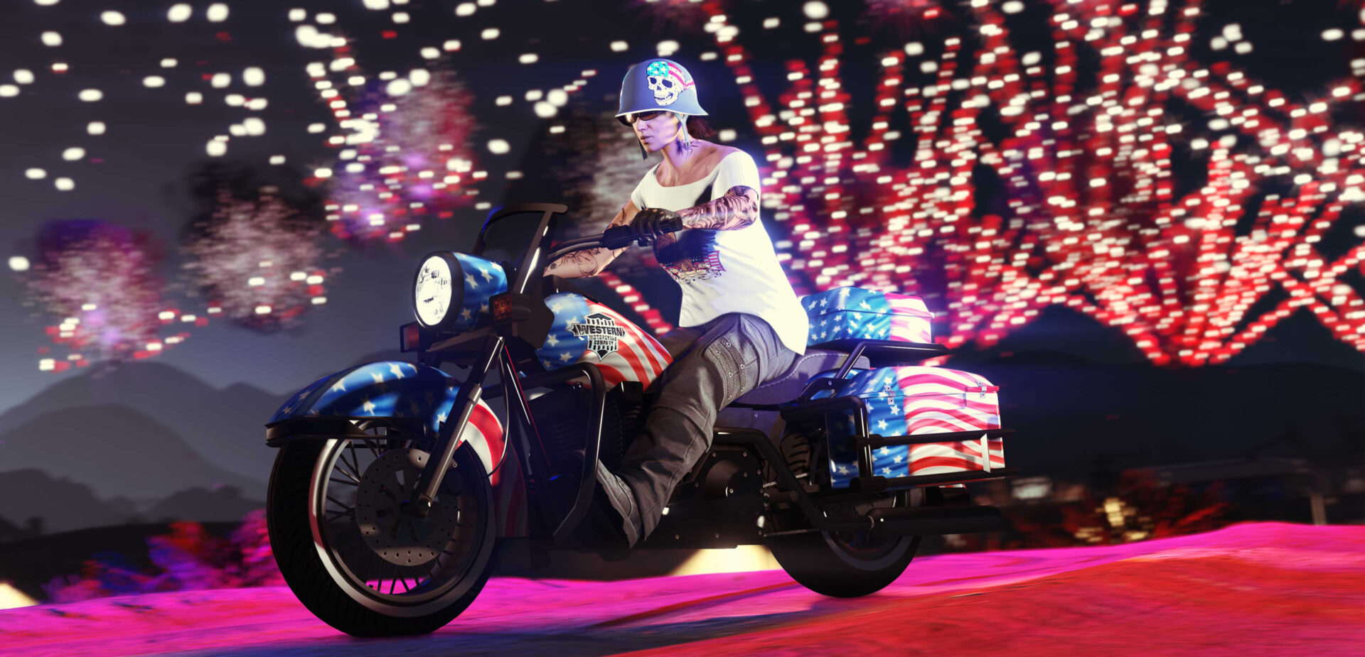 Motocykl Western Sovereign w oznaczeniu na Dzien Niepodleglosci